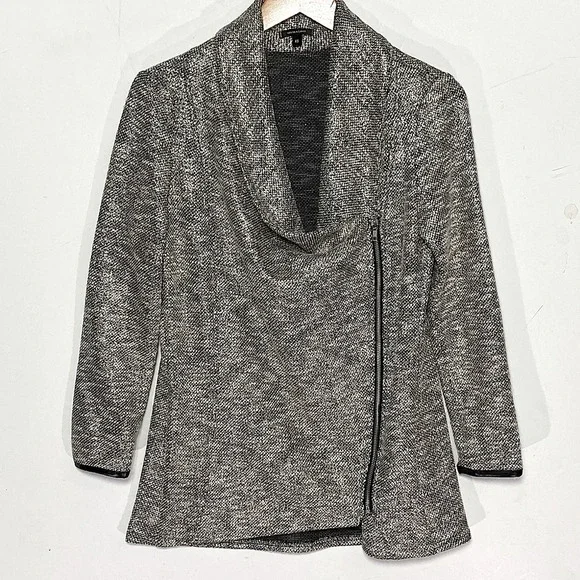 STELLA & DOT Women’s Rebel Gold Shimmer Knit Moto Jacket Zip Front Size XS - Picture 4 of 8